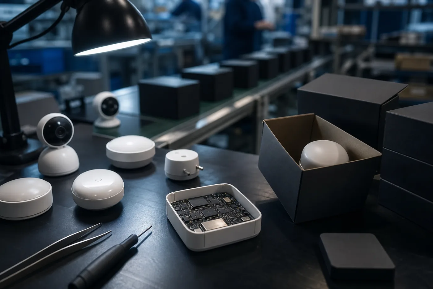 Монтажна линия за евтини IoT устройства с отворен корпус