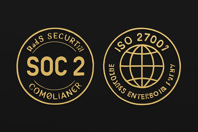 Значки за съответствие на SaaS сигурност - SOC 2 и ISO 27001 за корпоративно доверие